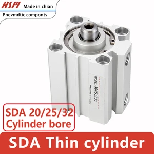 Compact Air Pneumatic Cylinders SDA 16/25/50/100/125/150/200/300mm Bore Double Acting 5/10/20/30/40/50/60/70/80/90/100mm Stroke