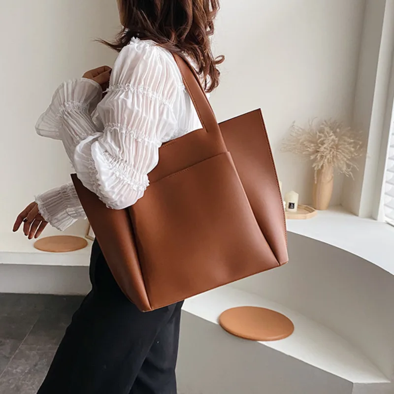 PU Leather Shoulder Bag For Women 2020 New Handbag Big Simple Girls Soft Large Capacity Tote | Багаж и сумки