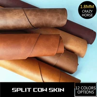 12 colors crazy horse skin leather for needlework 1 8 mm vegetable tanned genuine leather eco wax leather skin belt for bags