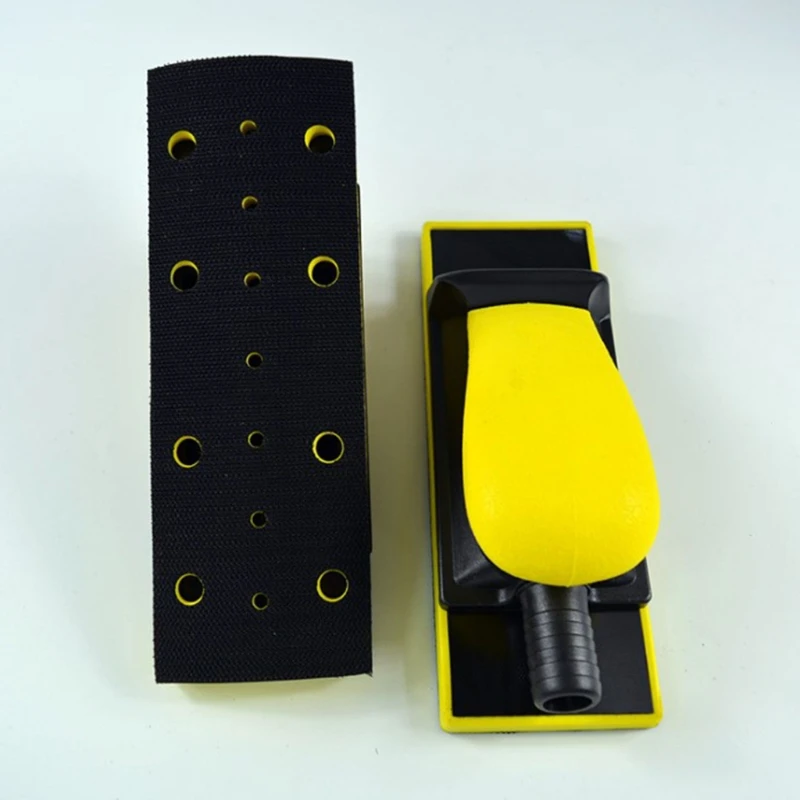 M89B Vacuum Hand Sanding Block 19.8x7cm/7.80x2.76'' Pu Foam Hand Grinding Block Dust-free Multi Hole Hook & Loop Sanding Disc