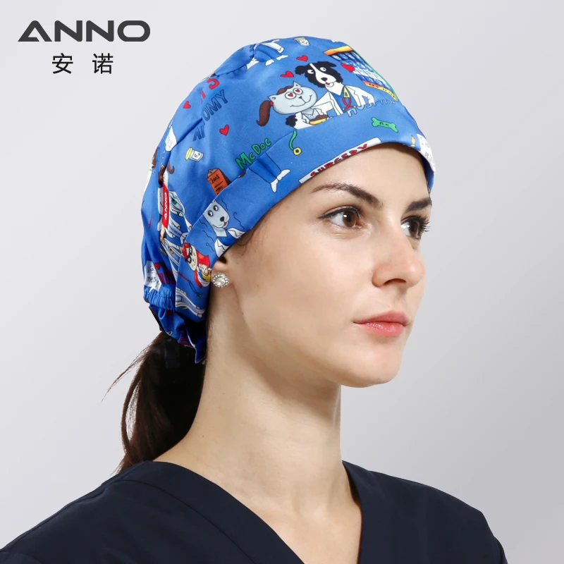 B-MaoGouYiSheng-Cap ANNO Medical caps Red Cotton Short/Long Hair Surgical Surgeon's Surgery Hat Hospital Doctor Nurse Hat Men Scrub Hats With Mask - Цвет: B-MaoGouYiSheng-Cap