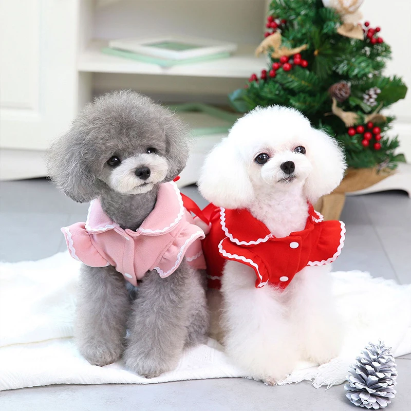 

Christmas Winter Dog Dress Sweet Pet Dog Clothes Cute Princess Dresses For Small Medium Dogs Clothes Wedding Bow Pet Costumes