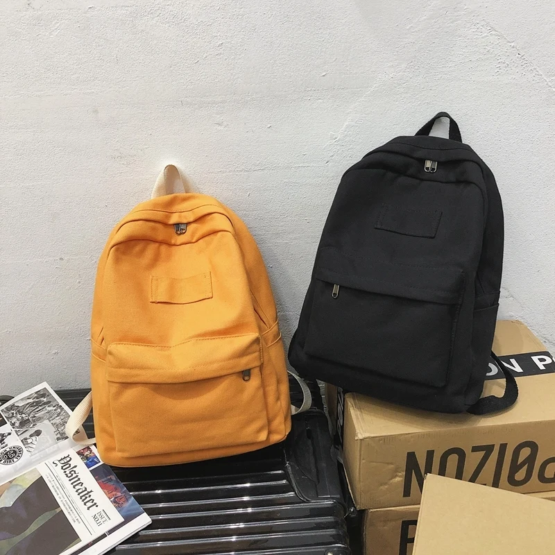 Нейтральный однотонный рюкзак из 100% хлопка школьная сумка в японском и