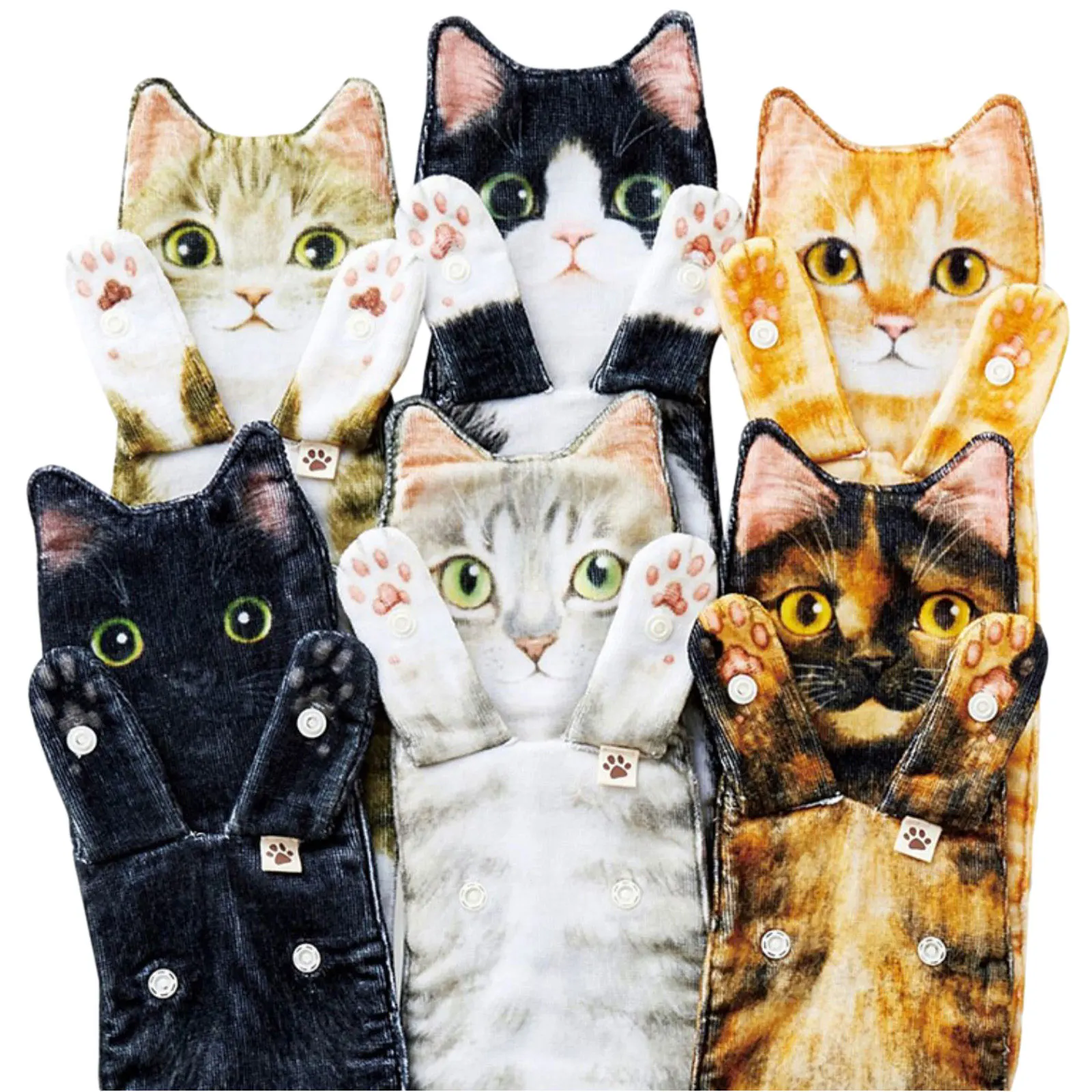 

Cat Hand Towels, Long Cat Shape Wipe Handkerchiefs Bath Towels for Bathroom Kitchen