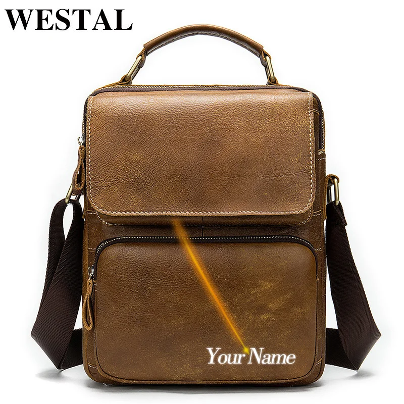 

WESTAL Messenger Bag Men's Genuine Leather Crossbody Bags for Men Vintage Men's Bags Leather Man Handle-top Shoulder Handbags