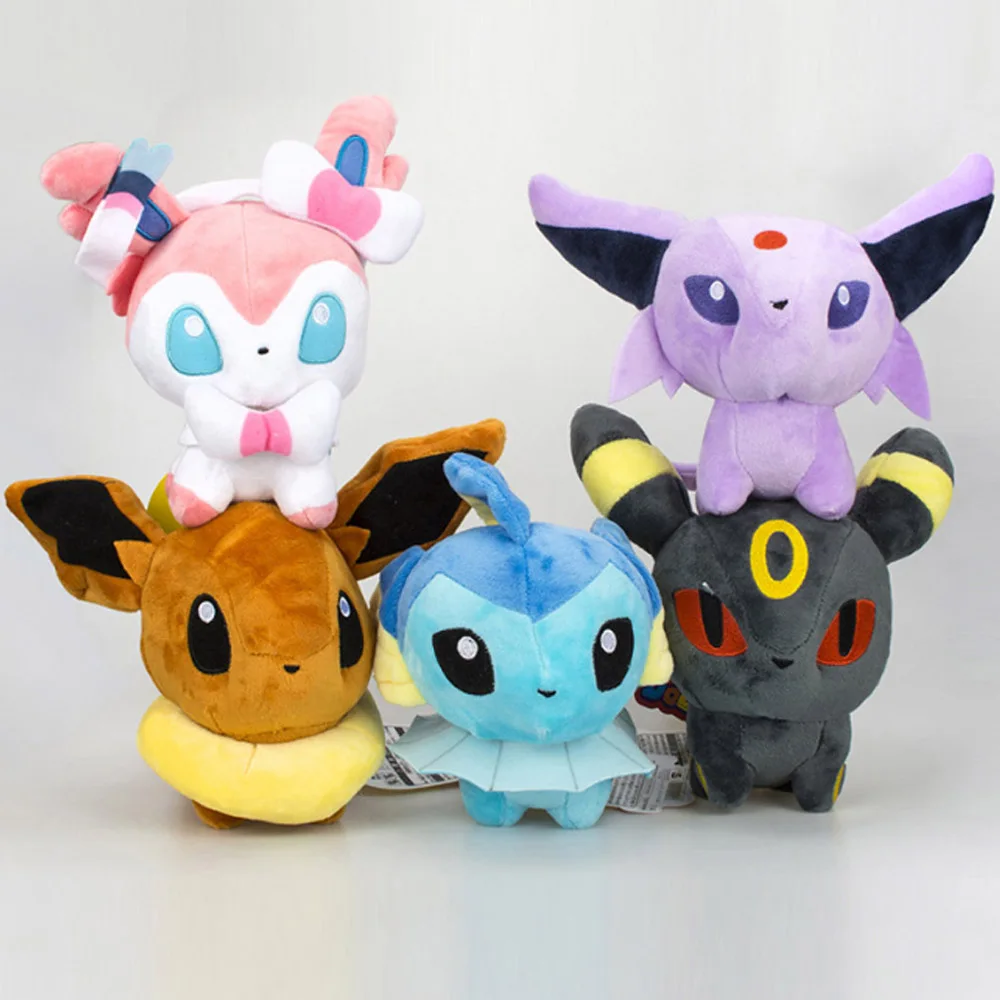 Mix up 10/лот " 20 см Q Eevee Vaporeon Espeon Umbreon Sylveon плюшевые куклы мягкие игрушки - Цвет: Mix up