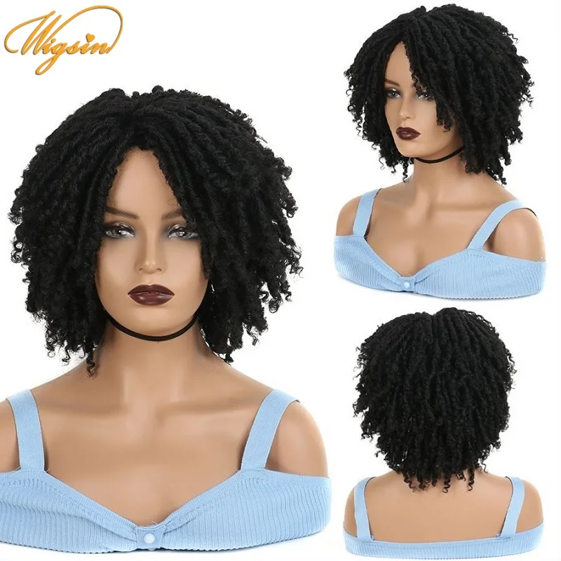 

WIGSIN, вьющиеся короткие синтетические волосы с эффектом омбре, черные, красные, коричневые, блонд, афро, кудрявые, вьющиеся волосы для женщин