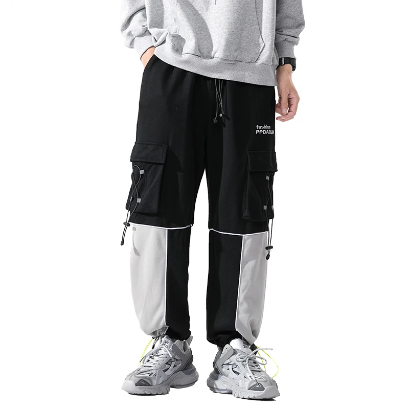 

2021 New Trend Cargo Pants Casual Patchwork Ribbon Pants Streetwear Hip Hop Trousers Chinese Size M-5XL