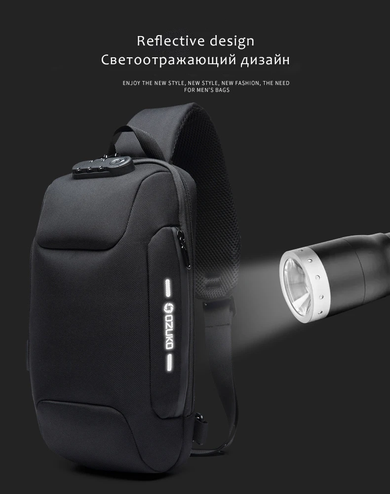 OZUKO нагрудный рюкзак для мужчин многофункциональная сумка через плечо для мужчин Противоугонная сумка-мессенджер мужские водонепроницаемые сумочки через плечо