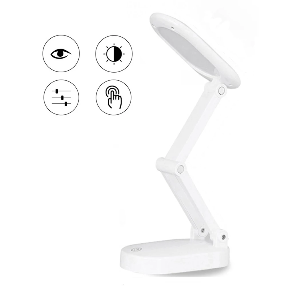 

Stepless Dimmable Desk Reading Light Foldable Rotatable Touch Switch LED Table Lamp USB Charger RechargeableBattery Night