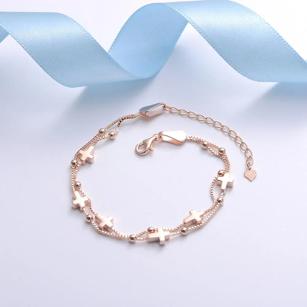 

Женский браслет из серебра 925 пробы, с золотым крестом