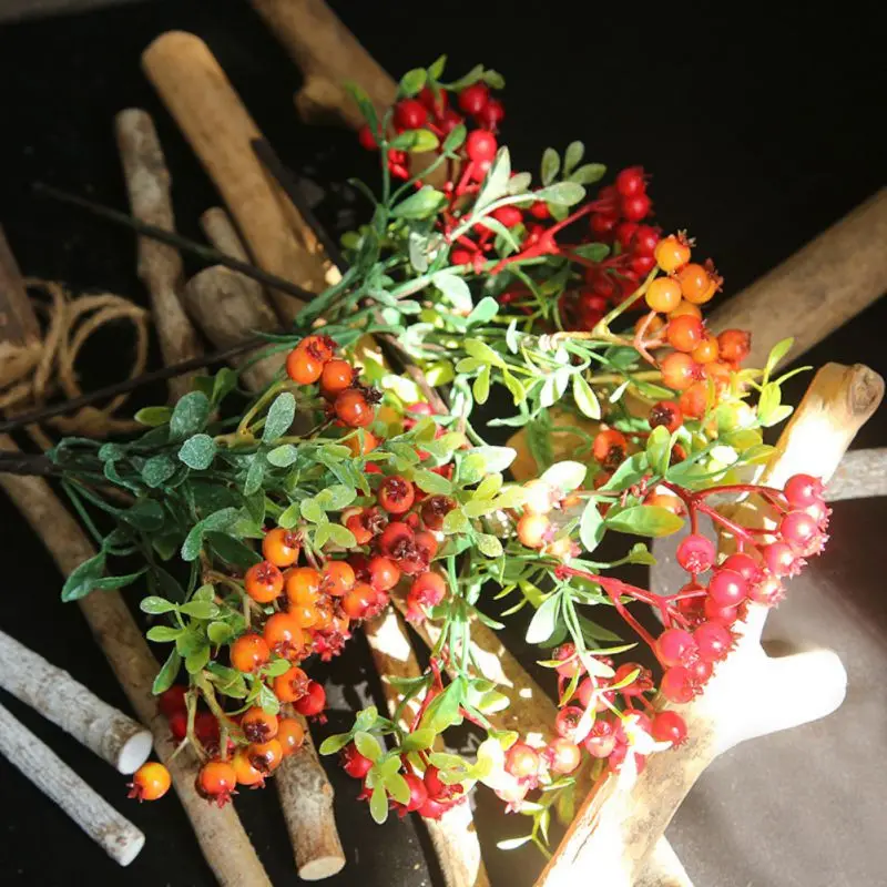 

Fake Flowers Christmas Artificial Berry Holly Bean Branch Colorful Berry For Festival Tree Home Decorations Flower Arrangements