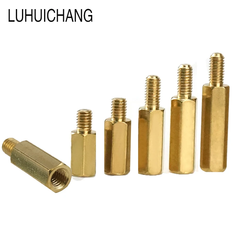 LUCHANG 30 шт. M3 * L + 6 мм Шестигранная головка Медная гайка с резьбой резьбовой столб