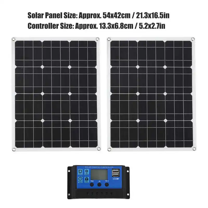Solar Panel Kit Strong Applicability Charge Controller for Outdoor Hiking RV Car Batteries Camping | Дом и сад