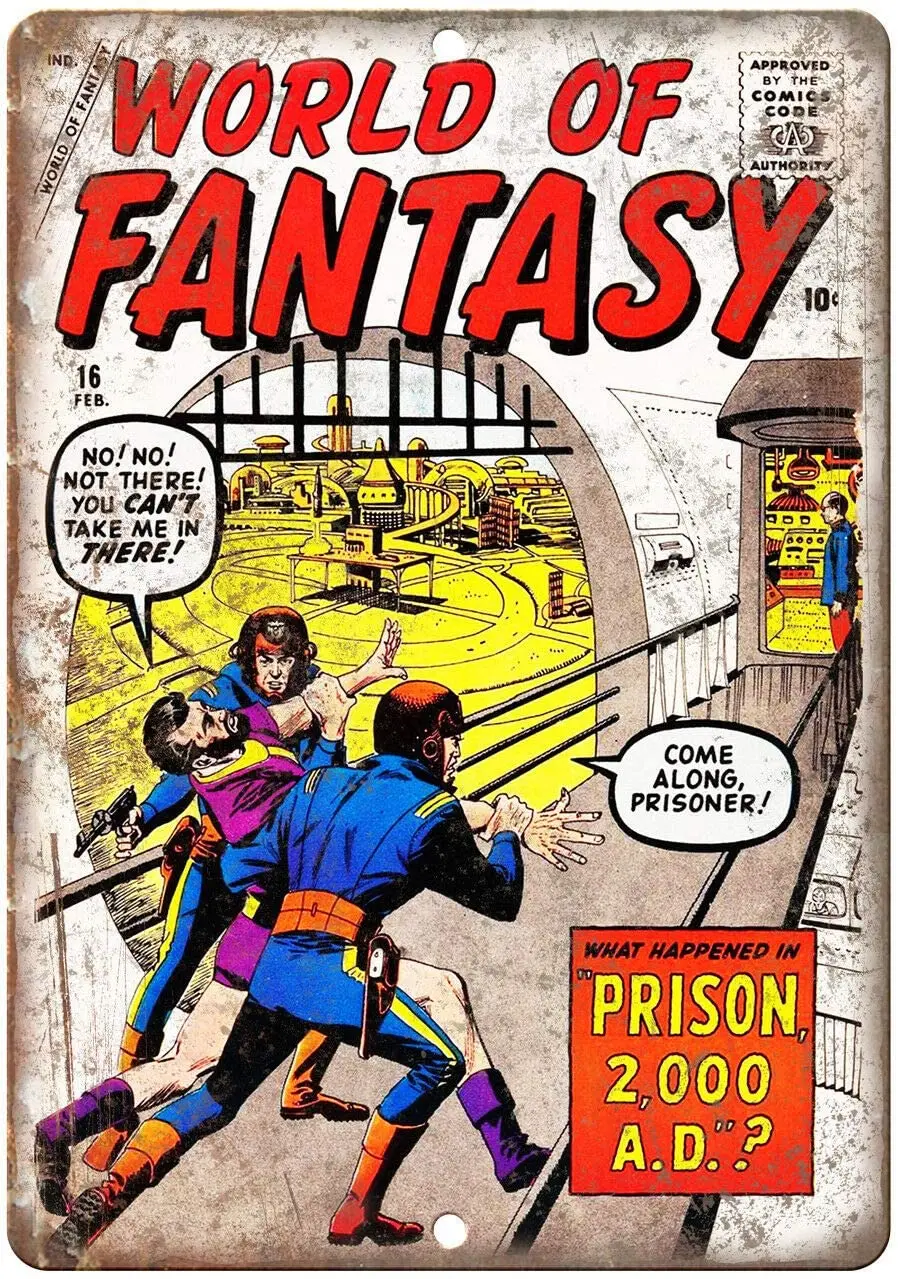 

World of Fantasy Comic Book Cover Metal Tin Signs 12x8 Inch Wall Decor Kitchen