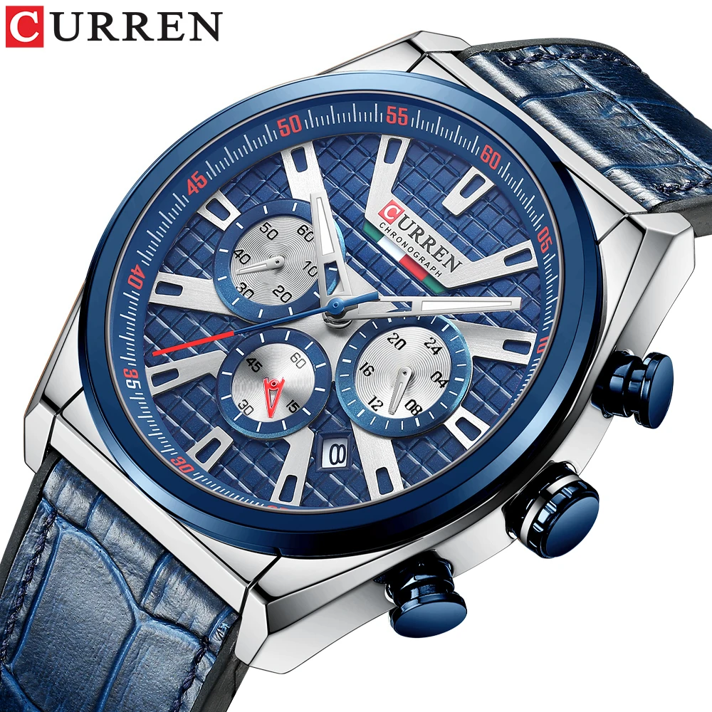 

CURREN Fashion Men's Leather Watch Top Brand Luxury Chronograph Business Wristwatch man Calendar Quartz Clock Relogio Masculino