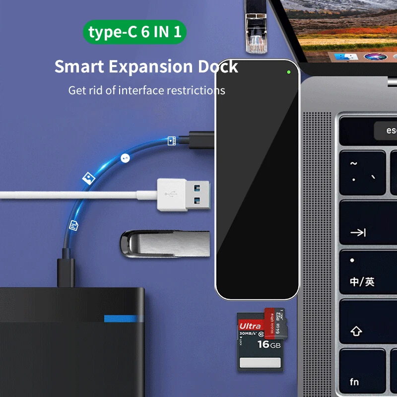 Cabletime C HUB USB Hub to USB3.0 Smart Dock PD Port SD/TF Card Multi for PC Laptop Dell Acer Macbook Xiaomi C293 | Компьютеры и офис
