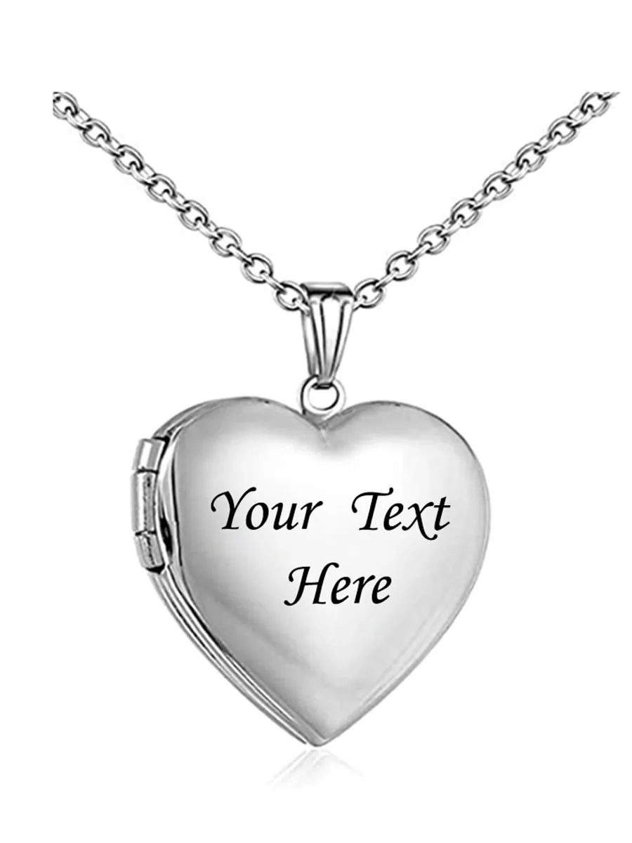 Stainless Steel Blank Heart Locket Holds Pictures Memory Photo Lockets Custom Text Name Necklace Jewelry For Men Women Gifts