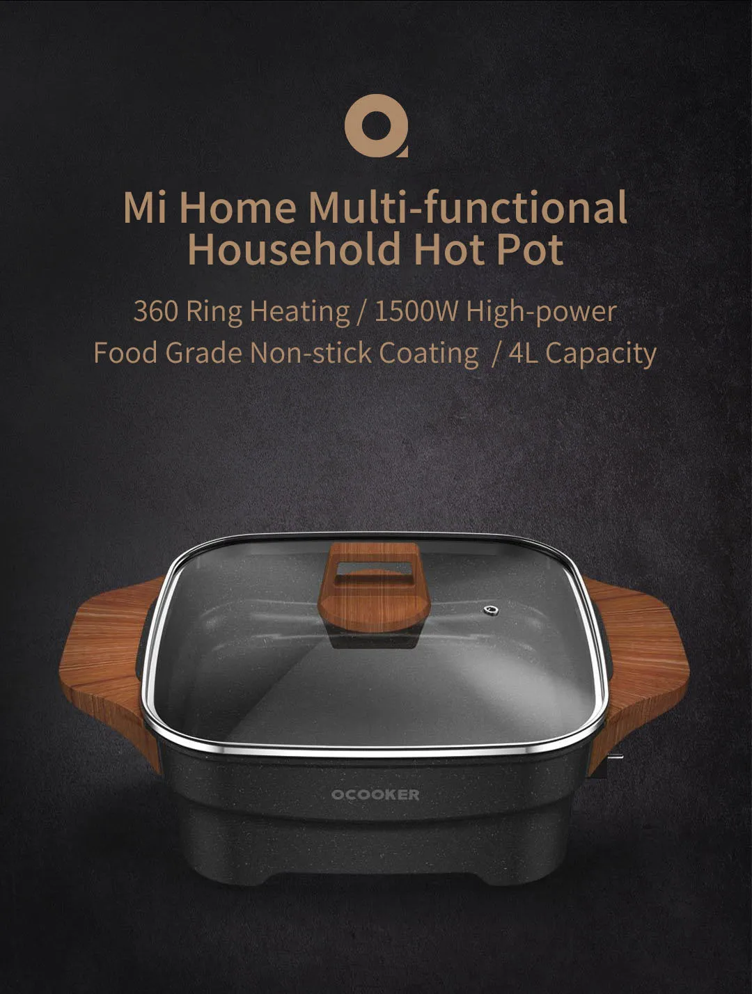 QCOOKER 4L многофункциональный бытовой электрический горячий горшок пищевой антипригарное покрытие горячий горшок