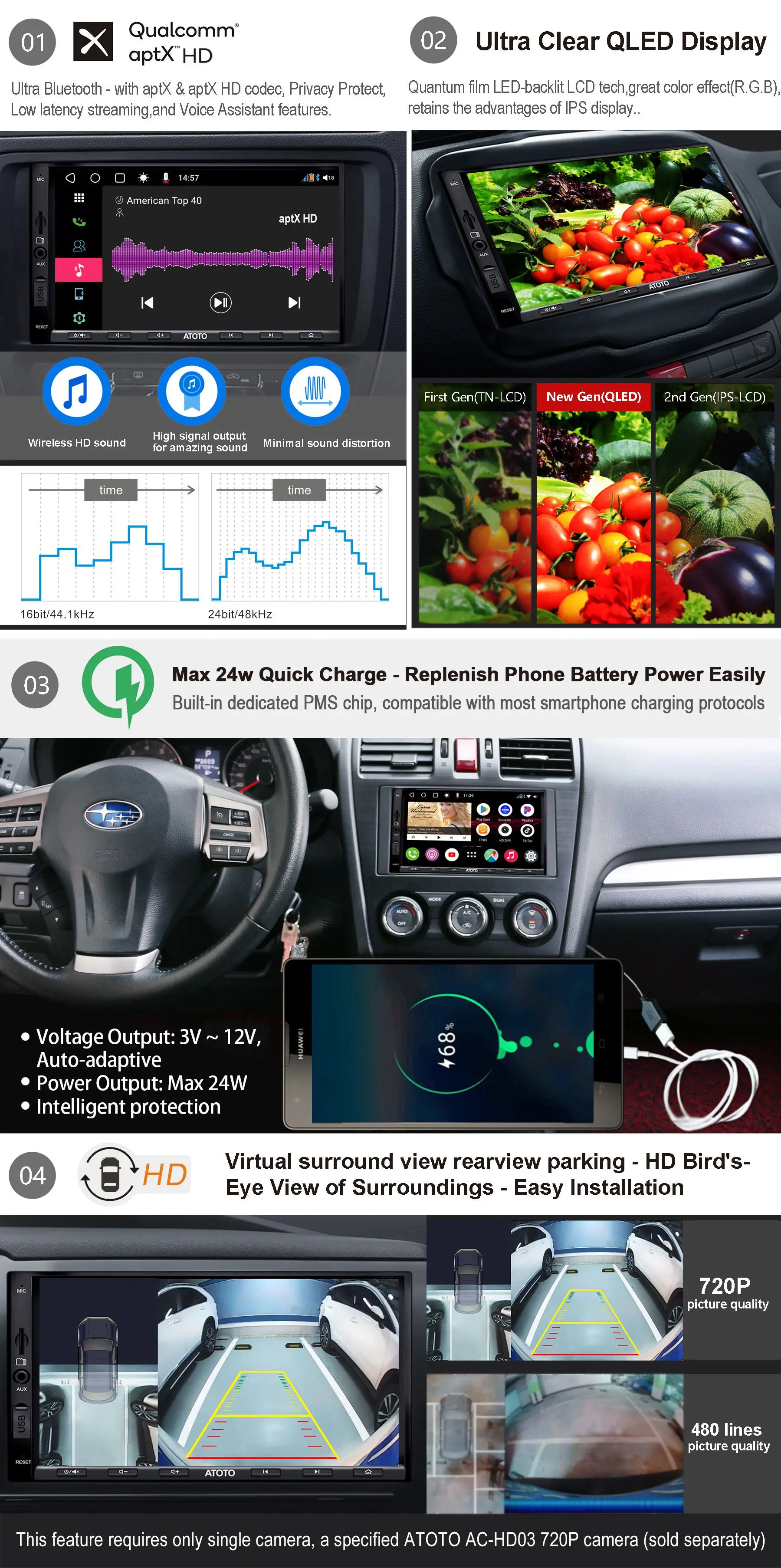 ATOTO S8Pro 2 din Android Car Radio with Screen GPS Navigation aptX HD VSV Parking QLED QC3.0 AutoRadio Multimedia Video Player |