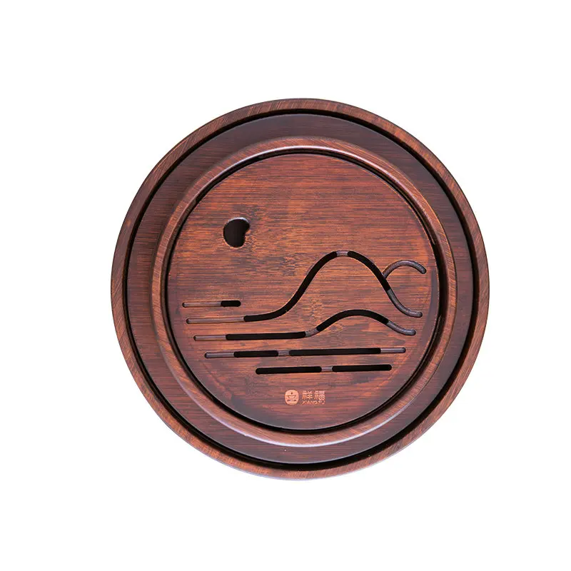 Круглый бамбуковый поднос King Tea Mall с резервуаром для воды 2 вариации китайского