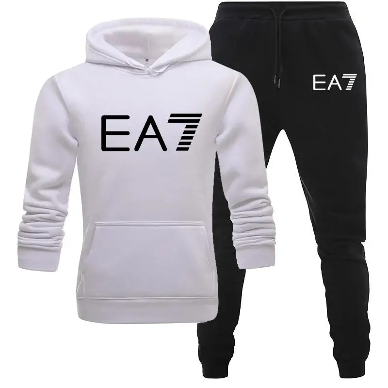 

Autumn Winter EA7 Brand Two Pieces Sets Thick hoodies Tracksuit Men/women Sportswear Gyms Fitness Training Sweatshirts