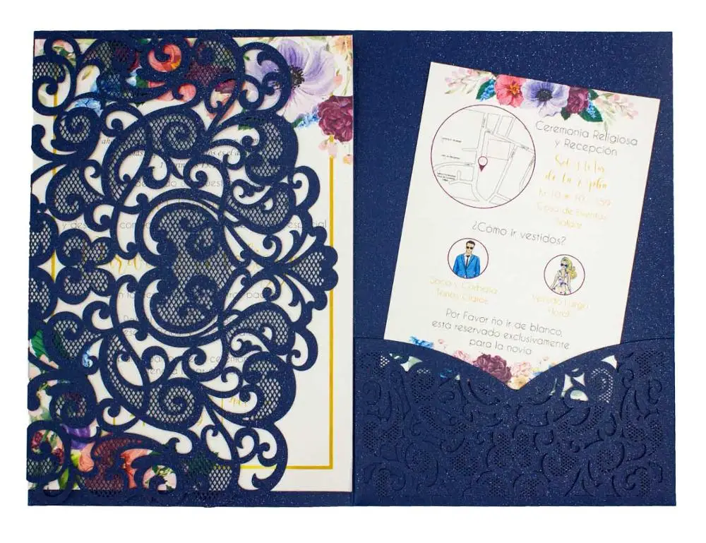 Бесплатная доставка 2X розовое золото темно синий три сложения свадебные