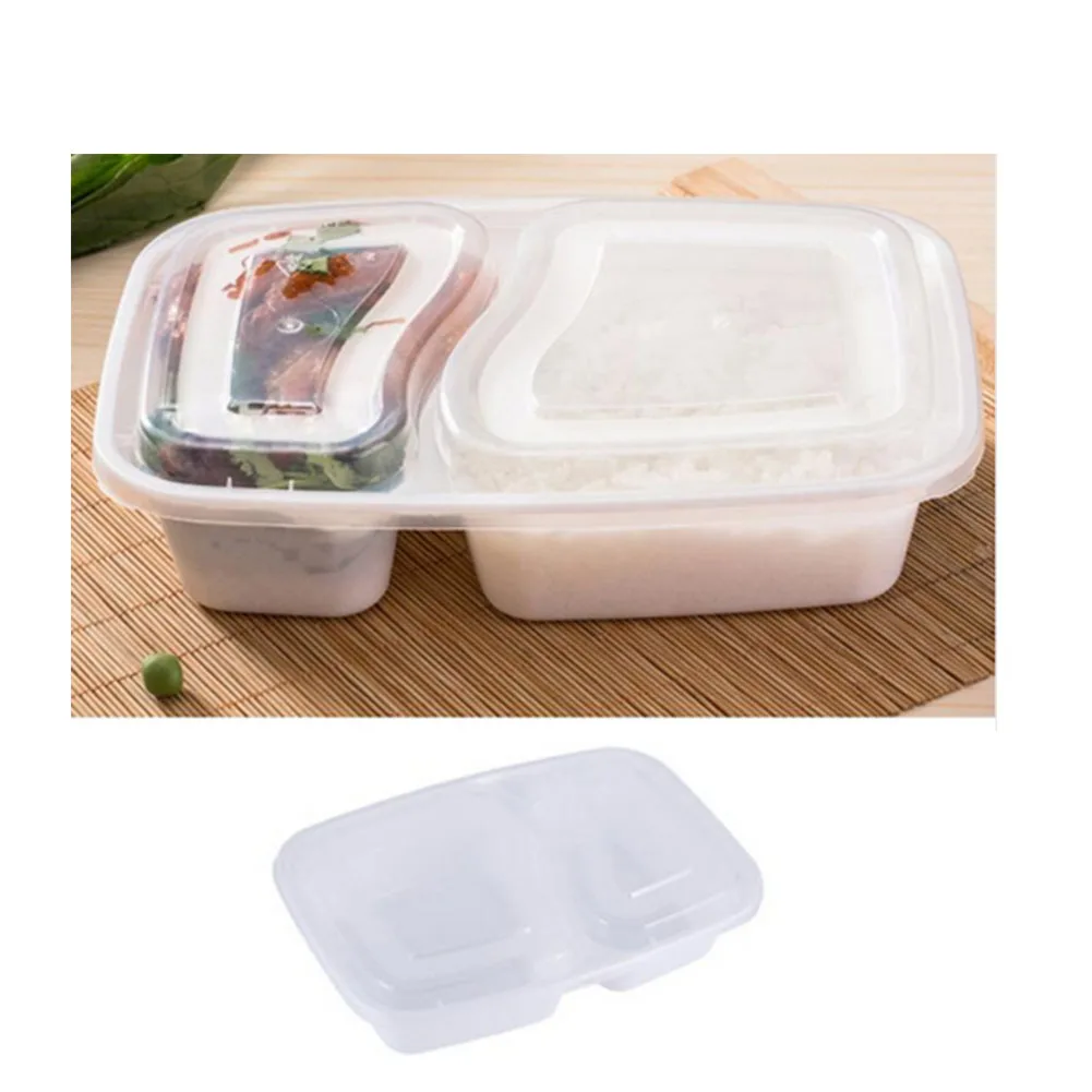 

10Pcs 2 Compartment Meal Prep Containers Food Storage Bento Box Stackable Lunch Boxes Microwave Dishwasher Freezer Safe White