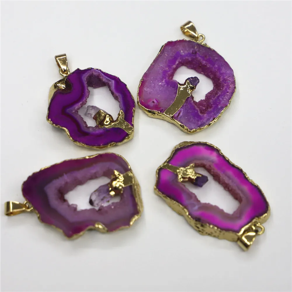 

Hot Sale Natural Gemstones Rose Red Decorated with Amethysts Necklace Pendant, Making Jewelry, Making DIY Necklace