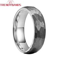 6mm mens womens tungsten wedding band rings hammered brushed finish comfort fit