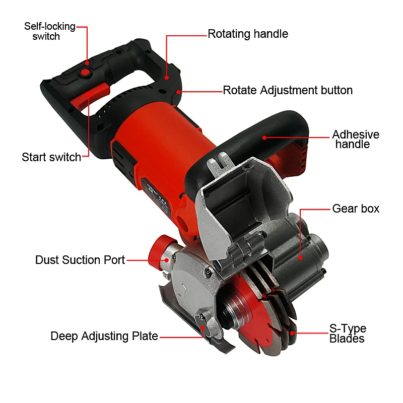

Multifunction Wall Groove Cutting Machine Wall Chaser Machine HD-1007 with Vacuum cleaner For Brick Granite Marble