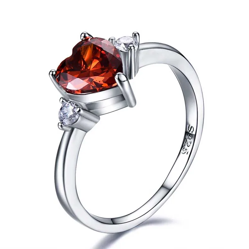 Кольцо Bague Ringen в форме сердца, Настоящее серебро, 925, кольцо с сапфиром, Gestone, обручальное кольцо Cocktail, ювелирное изделие, подарок - Цвет камня: red