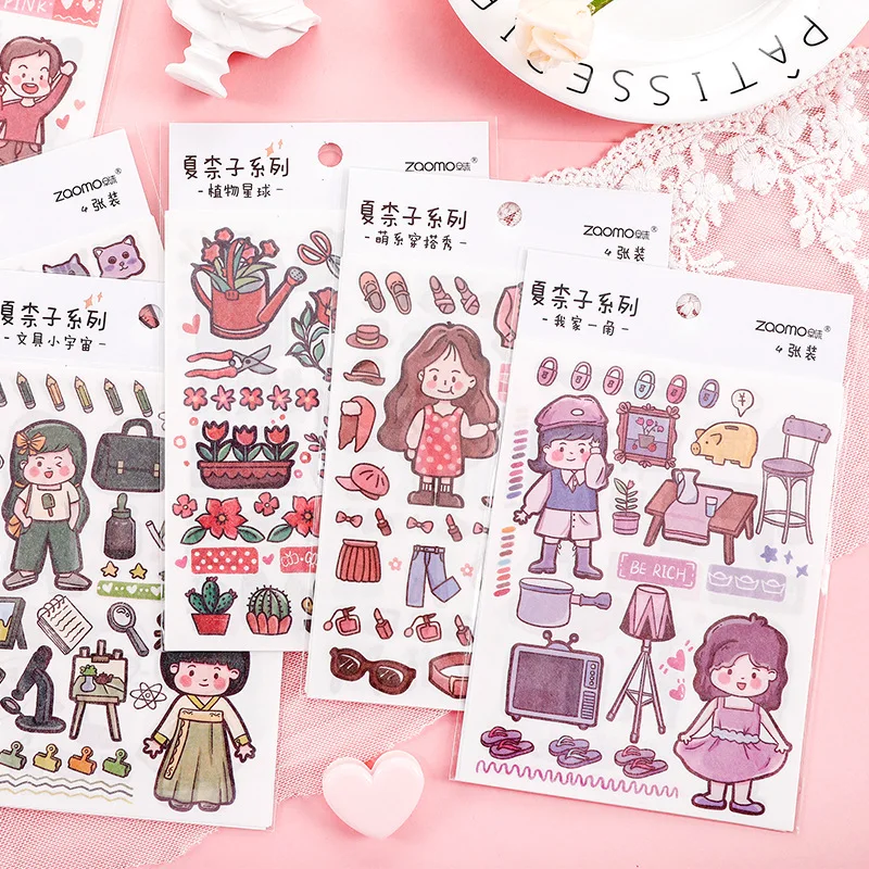 

4 шт./компл. милая девушка японская бумажная наклейка Kawaii Канцтовары DIY мультфильм дневник альбом материал декоративные наклейки