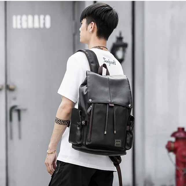 

Multi-Function Big PU Leather Backpack Men anti-theft Bookbags College Bags Daypack Travel Bag