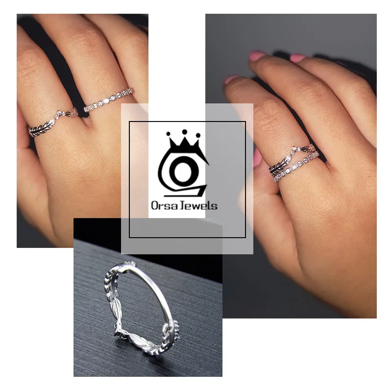 ORSA JEWELS, Настоящее серебро 925 пробы, складные кольца для женщин, полный круг, AAAA, циркониевое кольцо, кольца на палец, свадебные, обручальные ювелирные изделия SR145