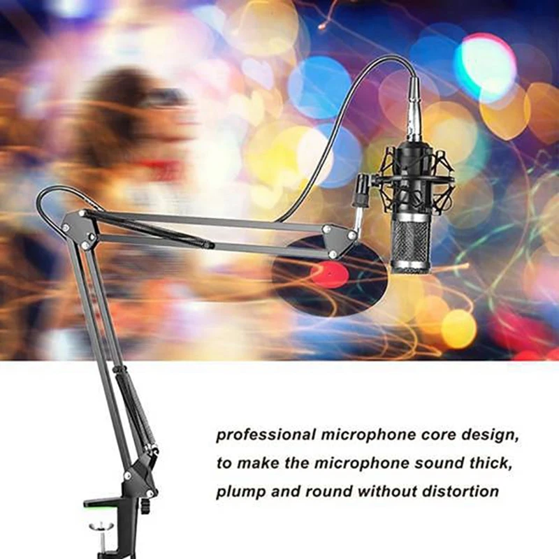 

BM800 Professional Suspension Microphone Kit Studio Live Stream Broadcasting Recording Condenser Microphone Set(Silver)