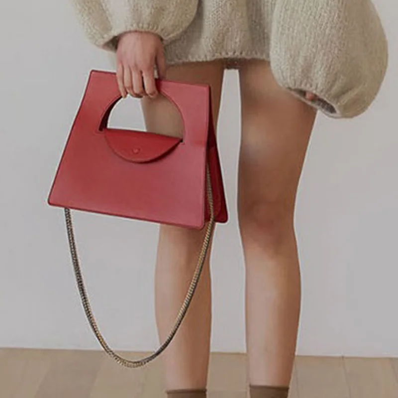 

FGGS-New Handbags Women Bags Geometric Chain Tote Evening Clutch Bags Simple Design Shoulder Bag Crossbody Bag