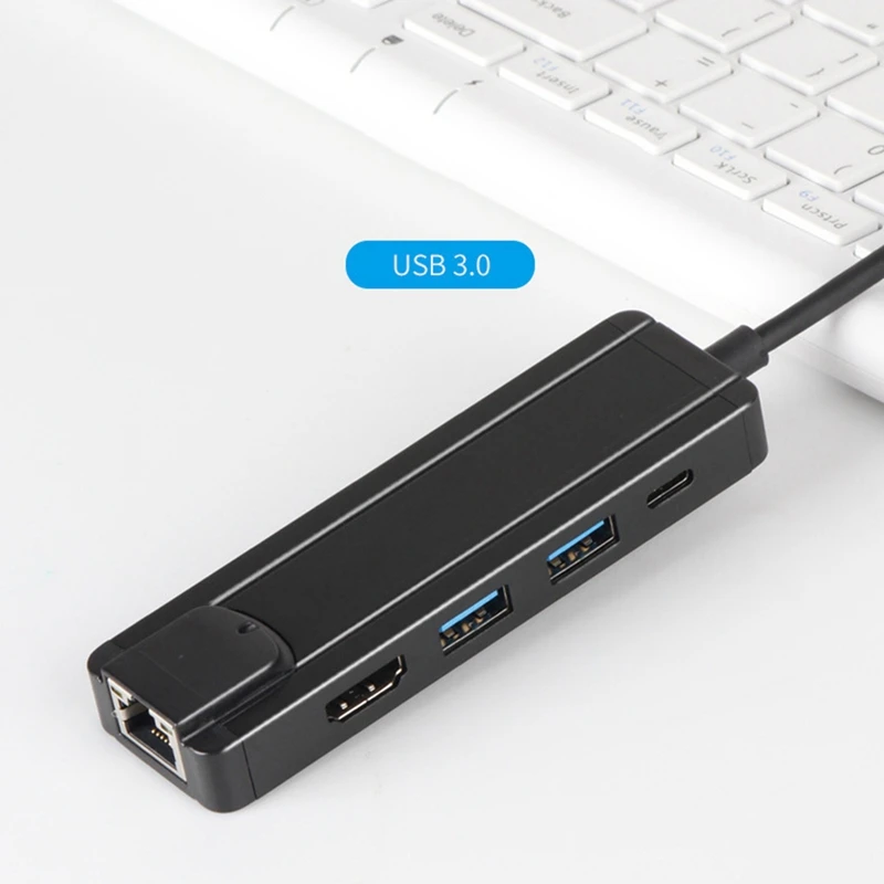 

Type-C Docking Station 5 in 1 with HDMI Network Card All-In-One Converter for Laptop