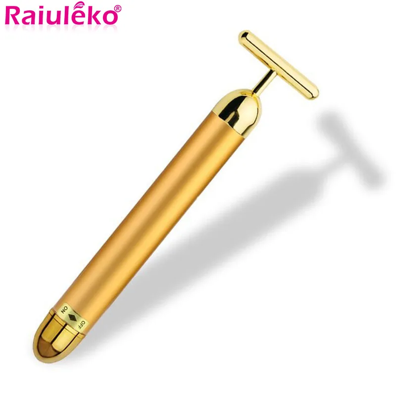 Массажер для лица похудения 24k Gold Vibration Beauty Bar импульсный укрепляющий роликовый