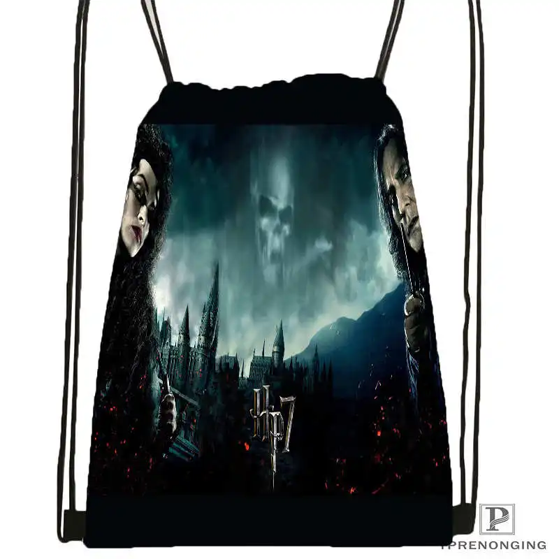 Drawstring Backpack Пользовательские Гарри-Поттер-походная сумка на шнурке для мужчин и женщин милый рюкзак дети ранец(черная спина) 31x40 см#20180611-03-158 - Цвет: Drawstring Backpack