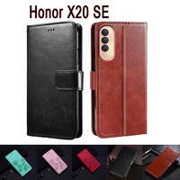 classic leather phone case for honor x20 se cover chl an00 flip wallet stand etui book on honorx20 se magnetic card hoesje bag