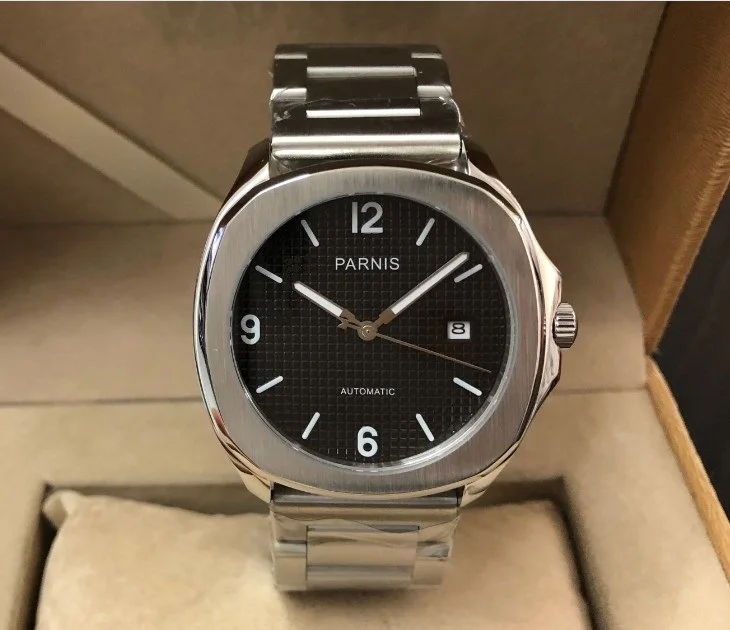 Сапфировое стекло 40 мм парниш черный циферблат японский автоматический