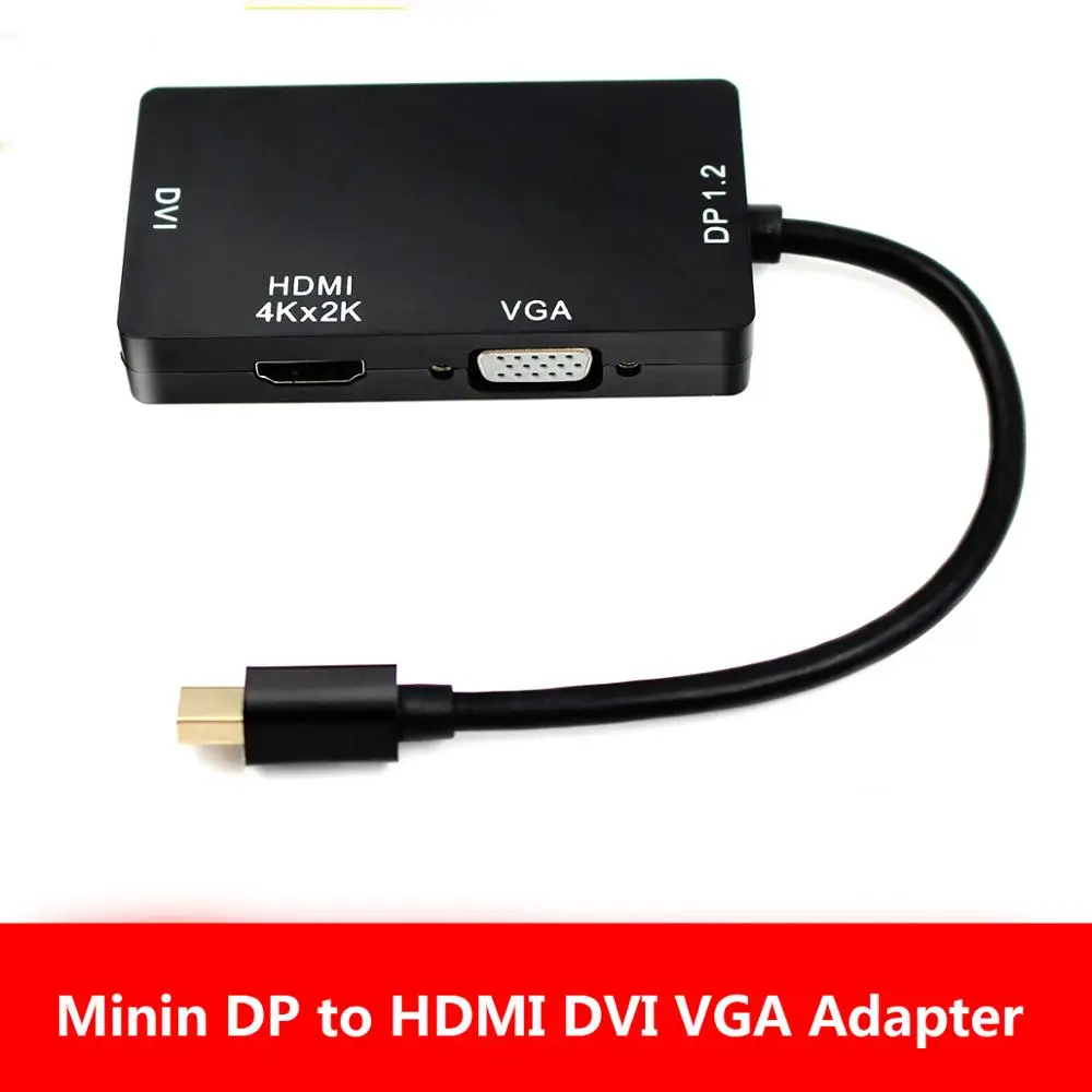 4k 3 в 1 дисплейный порт MiniDP типа дисплей Порты и разъёмы к HDMI/DVI/VGA Кабель адаптер