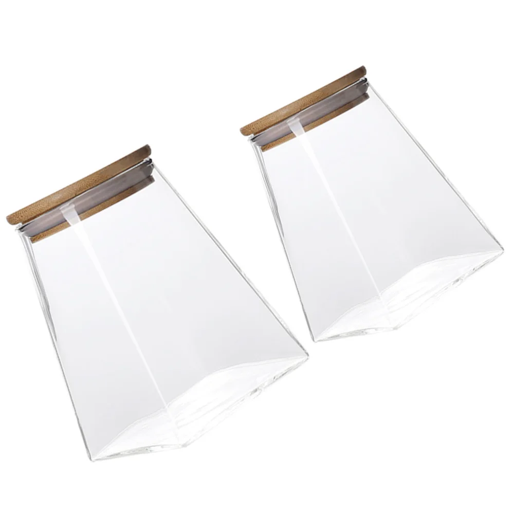 

2 Pcs Anti-dust Snack Jars Tea Cans Tea Jars with Wooden Lid (Transparent)