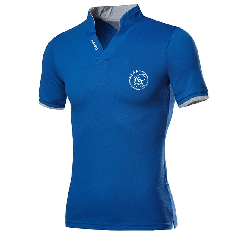 Рубашка поло AJAX мужская с коротким рукавом модная облегающая сорочка V образным