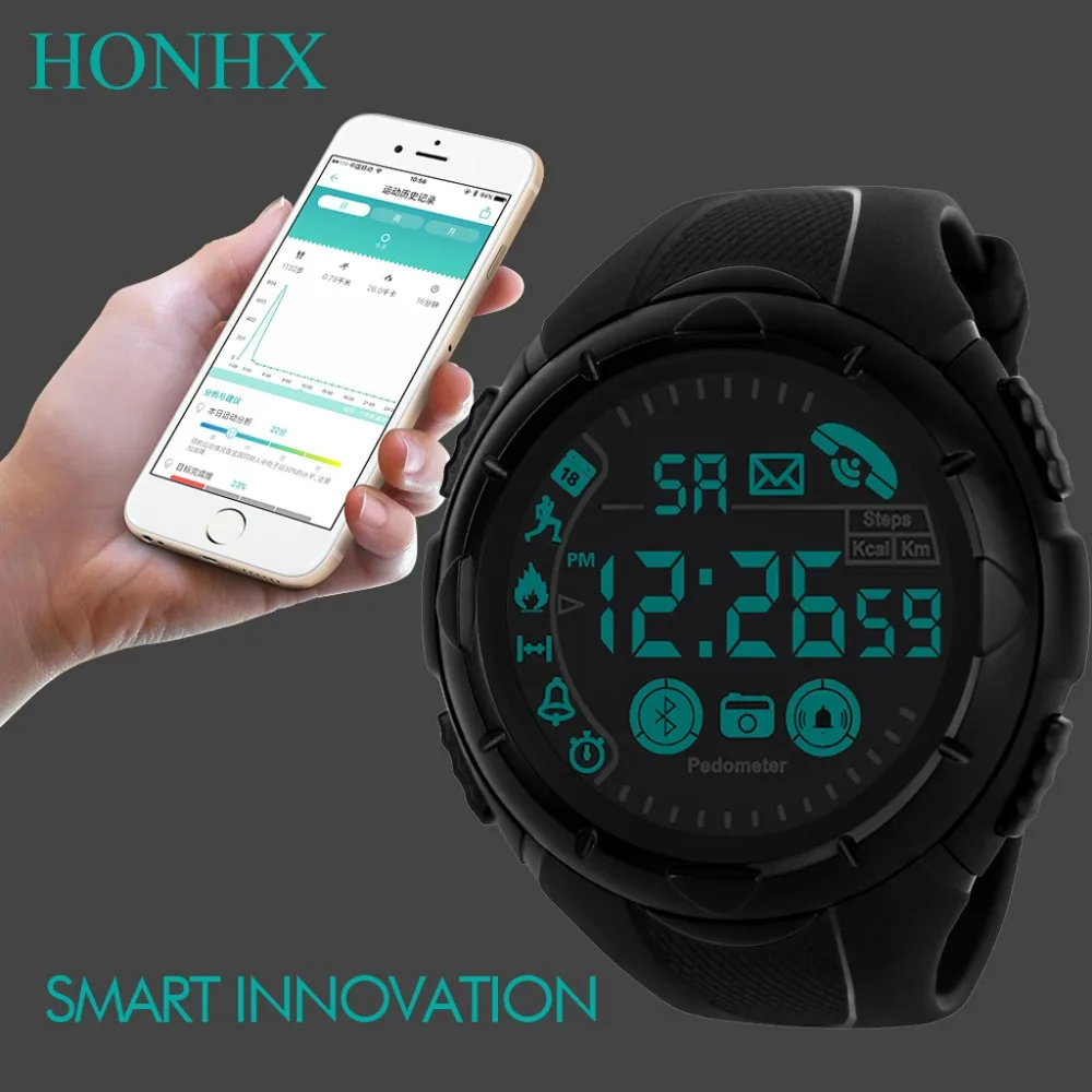 HONHX Bluetooth мужские умные спортивные часы мужские s водонепроницаемые цифровые наручные часы шагомер калории фитнес Relogio Спорт Masculino