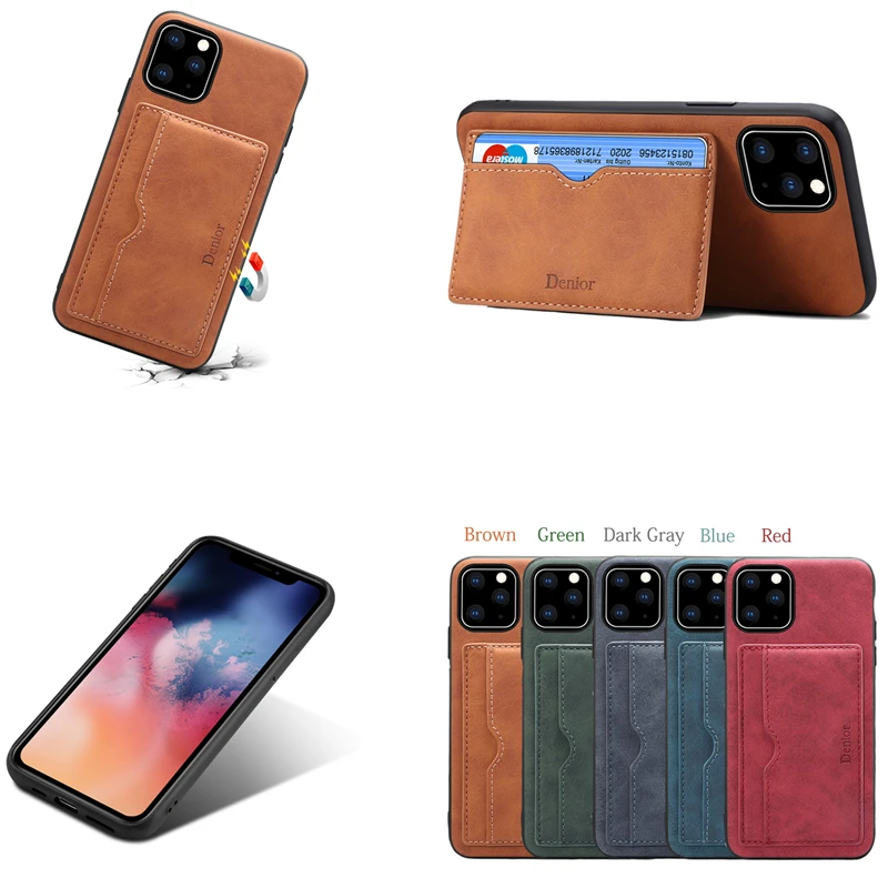 Держатель для карт чехол телефона Apple iPhone 11 Pro Max роскошный кожаный на заднюю
