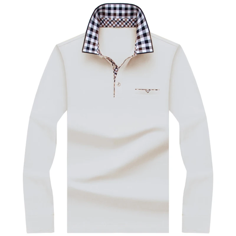 Рубашка-поло мужская с длинным рукавом деловой Повседневный хлопковый топ