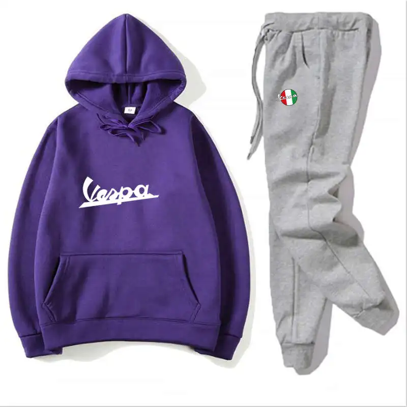 

VESPA Car Logo 2021 New Men's Fashion Crew Neck Simple Harajuku Hoodie Sports Suit Multi-Color Light Breathable Pullover