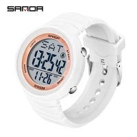 sanda watch 6022 fashion sport womens watches white 50m waterproof digital watch for girl casual wristwatch relogio feminino